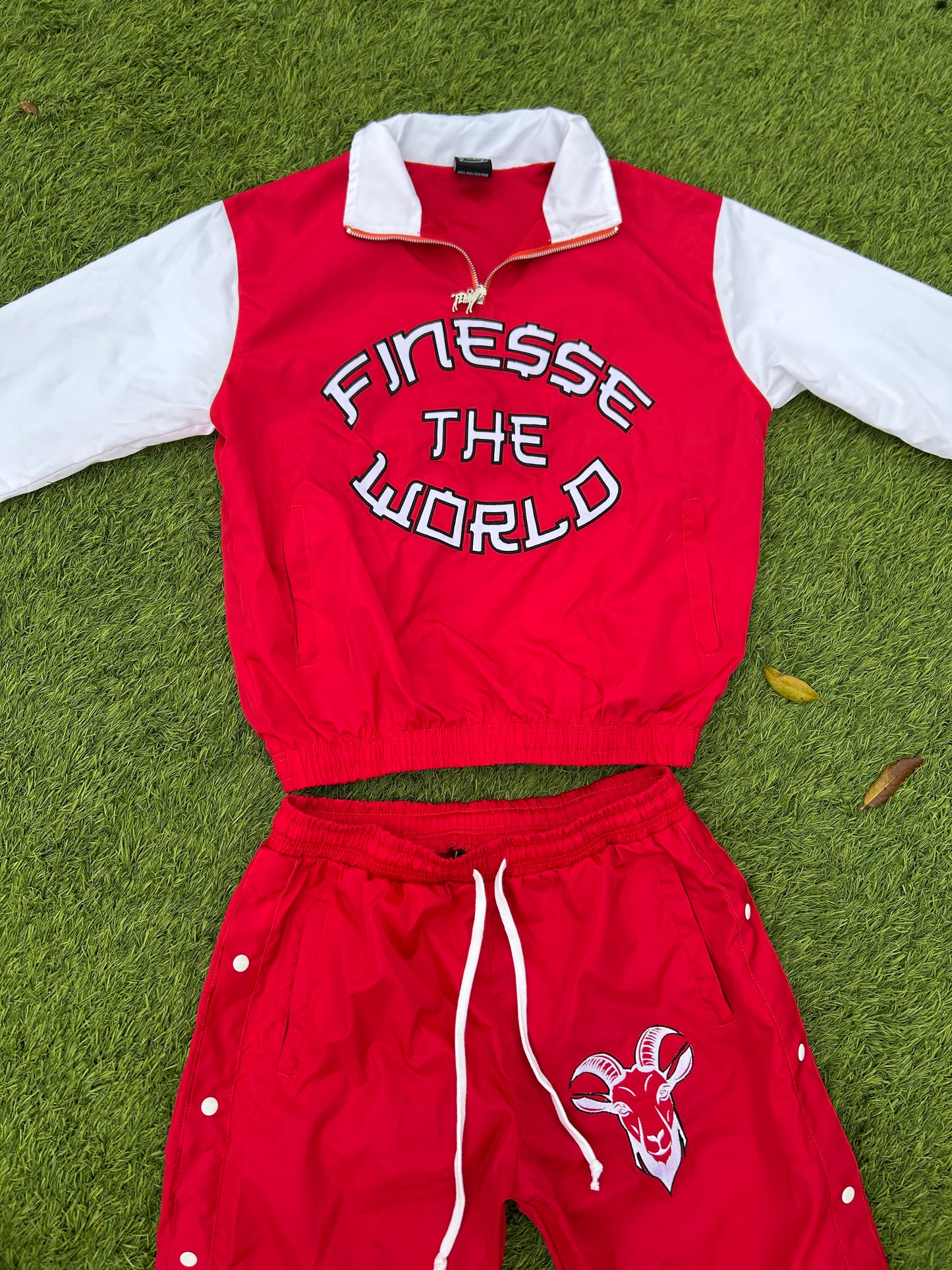 “Finesse The World” Red Windbreaker Set