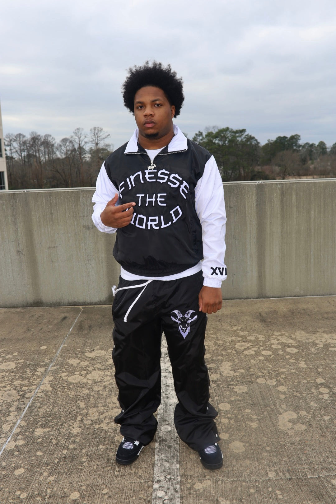 “Finesse The World” black Windbreaker Set