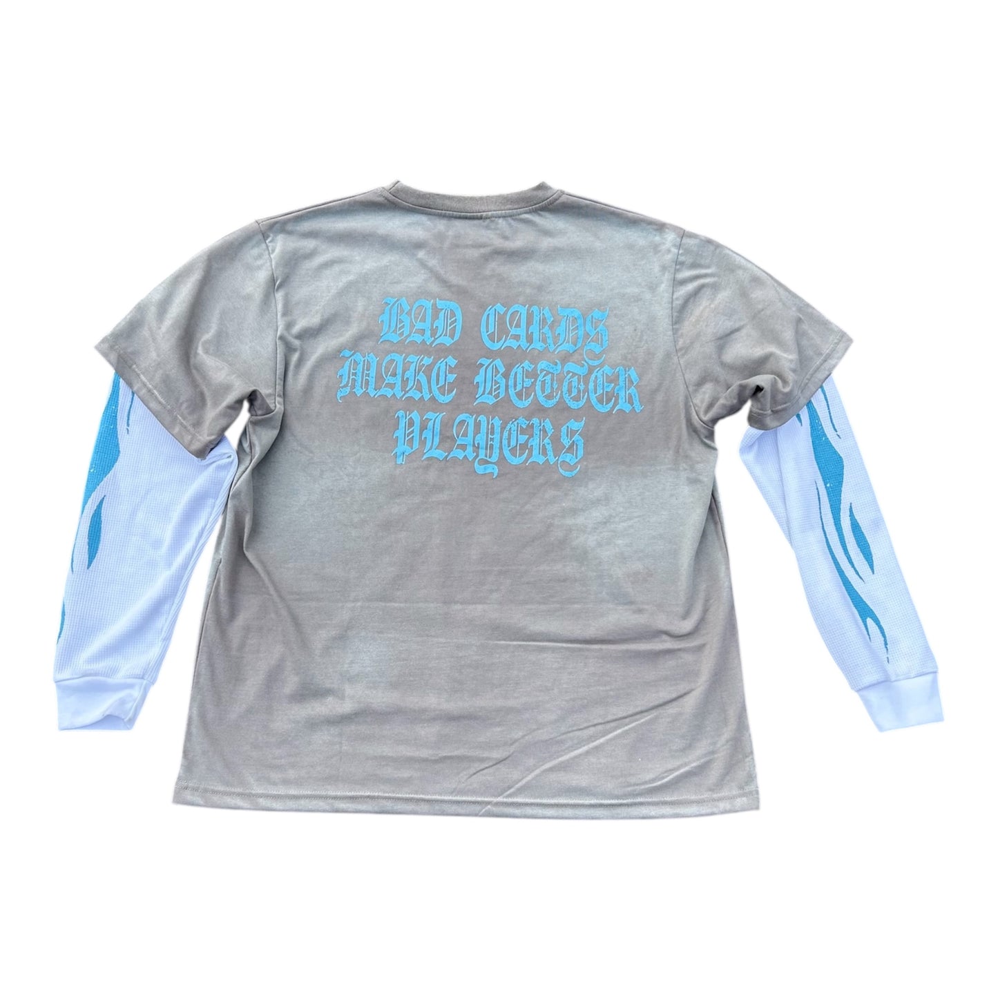“Bad Cards” Grey/Light Blue Thermal Tee