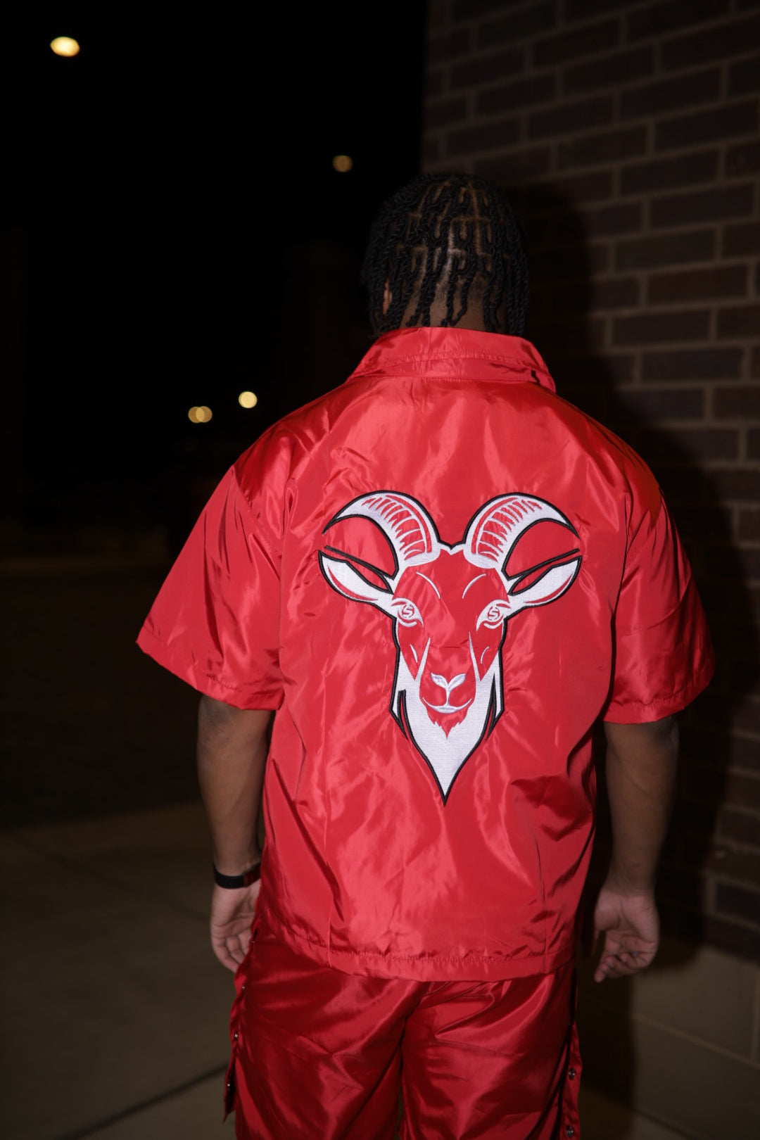 “Finesse The World” Red Short Windbreaker Set