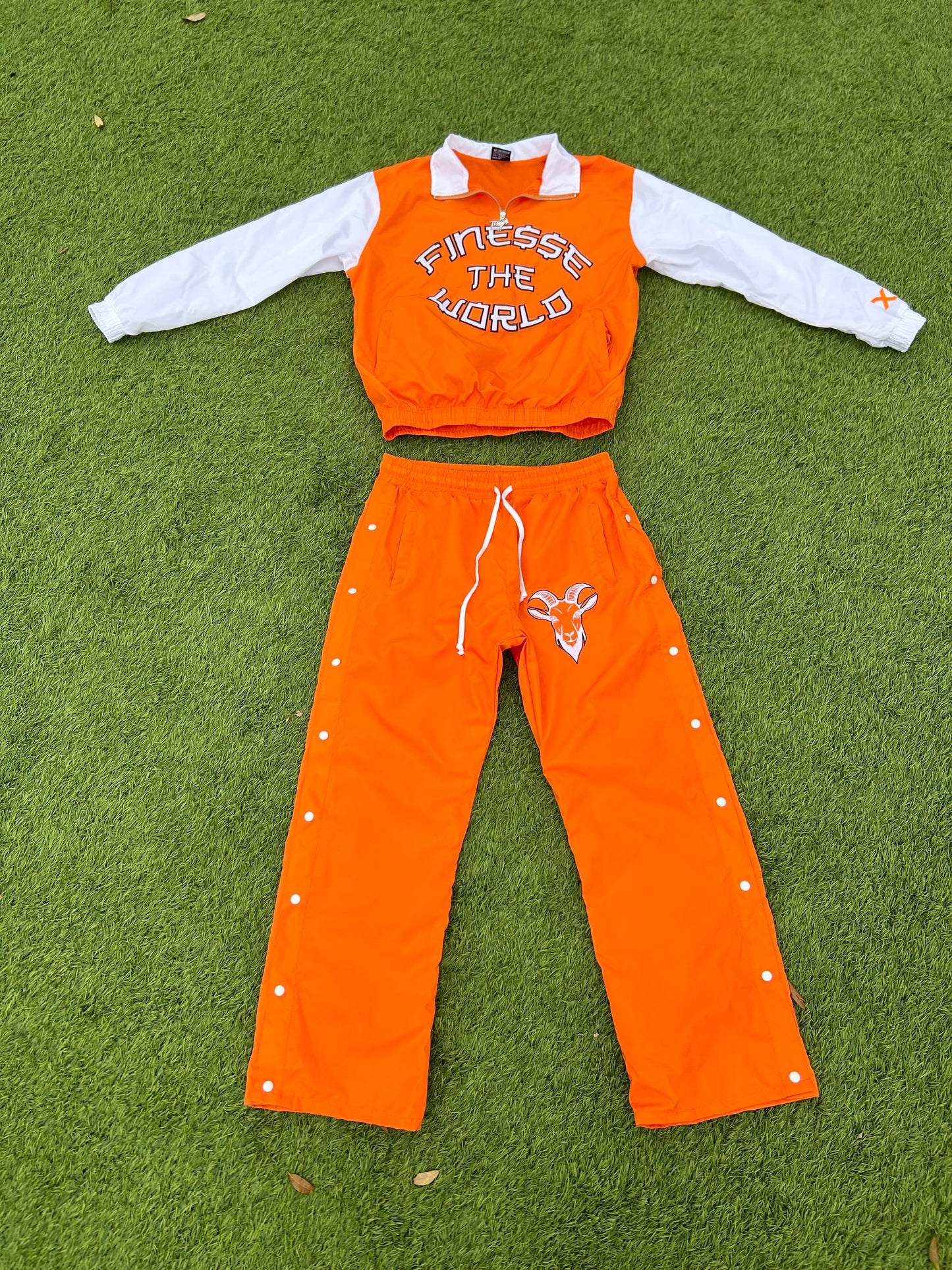 “Finesse The World” Orange Windbreaker Set