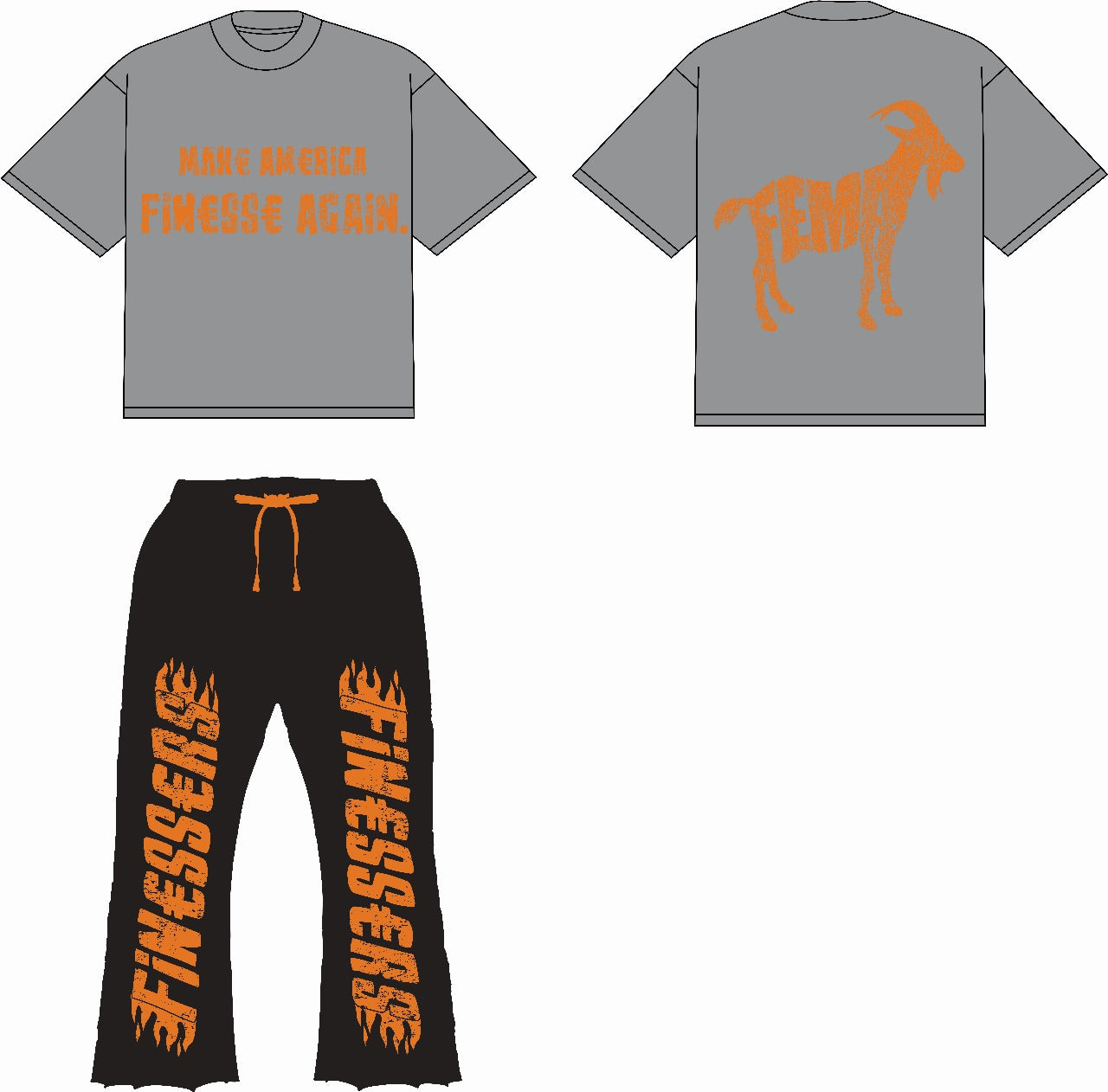 “Make America Finesse Again” Set- Grey/Orange