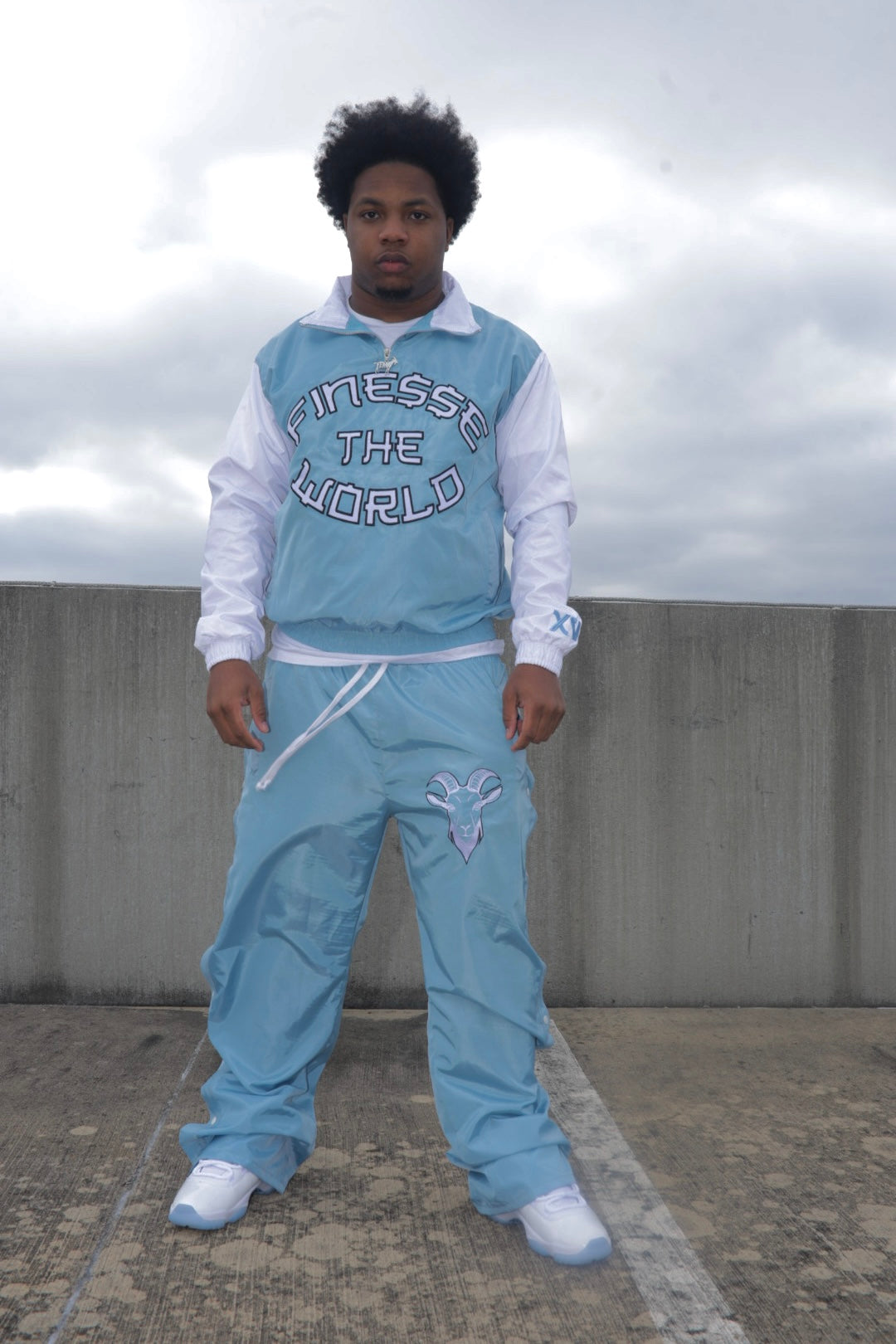“Finesse The World” Baby Blue Windbreaker Set