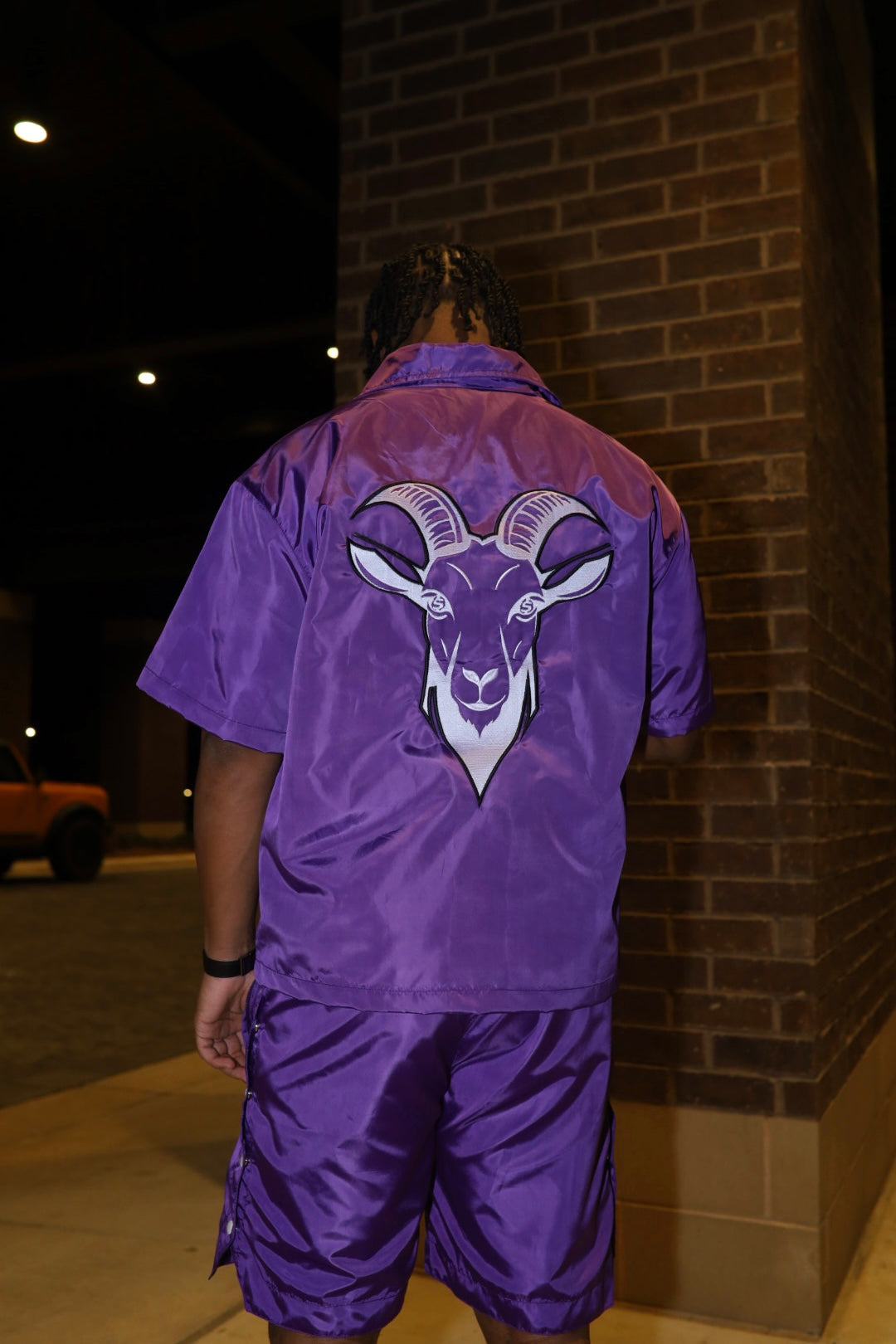 “Finesse The World” Purple Short Windbreaker Set