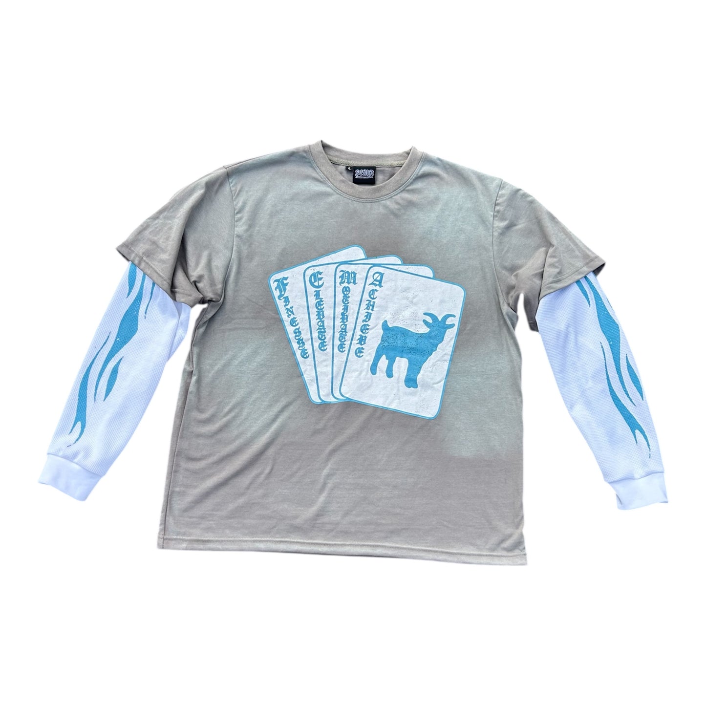 “Bad Cards” Grey/Light Blue Thermal Tee