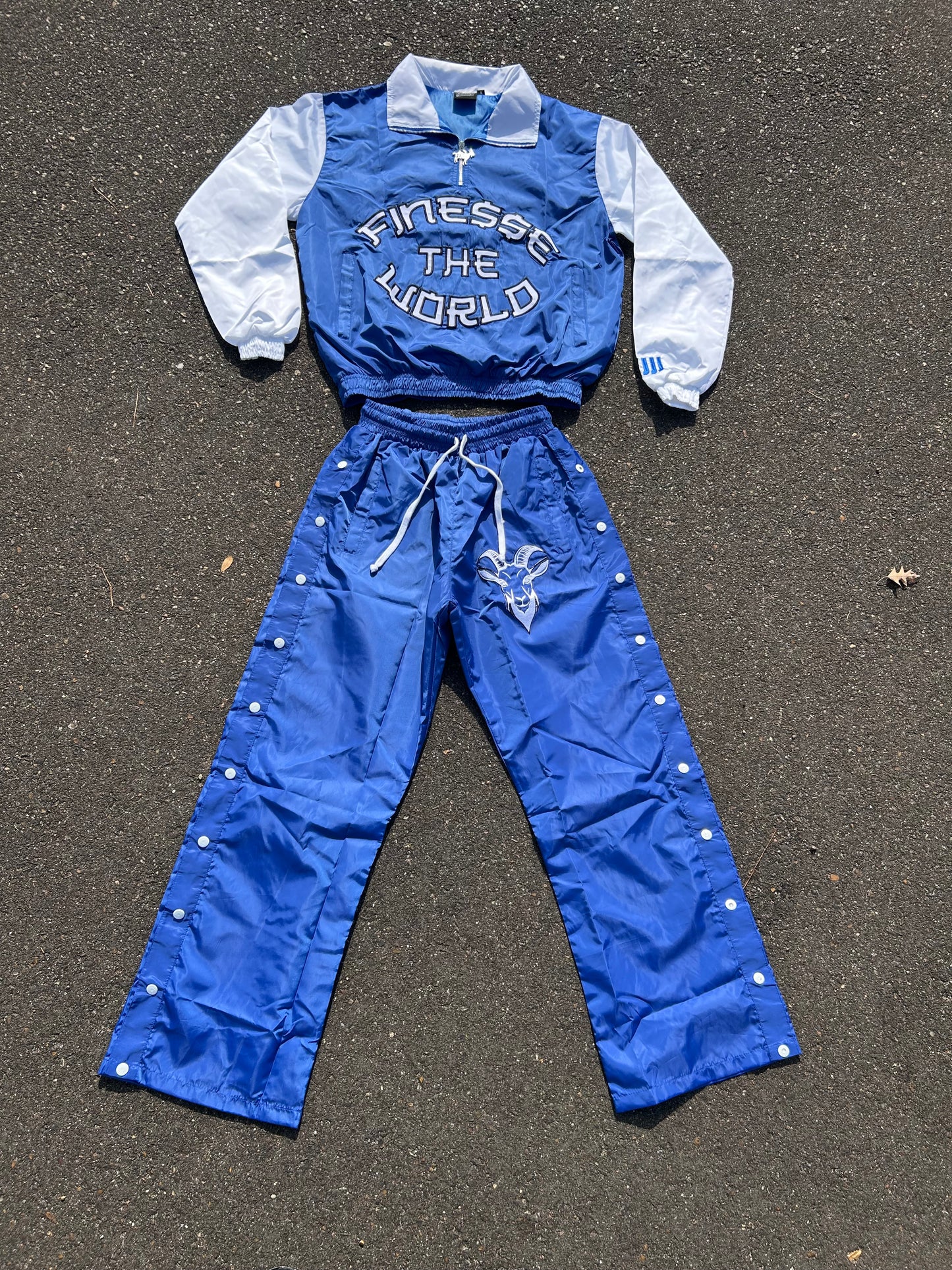 “Finesse The World” Blue Windbreaker Set