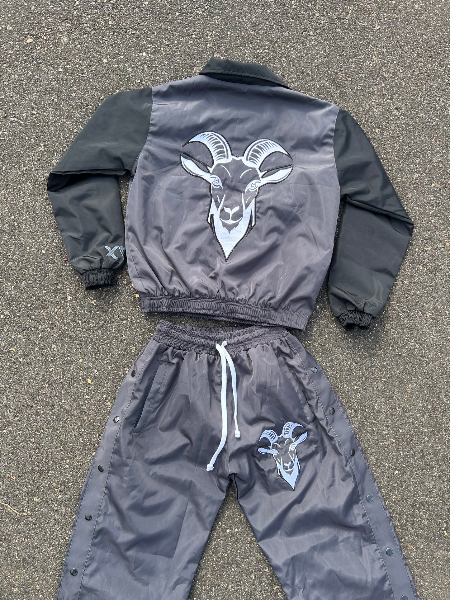 “Finesse The World” Grey/Black Windbreaker Set