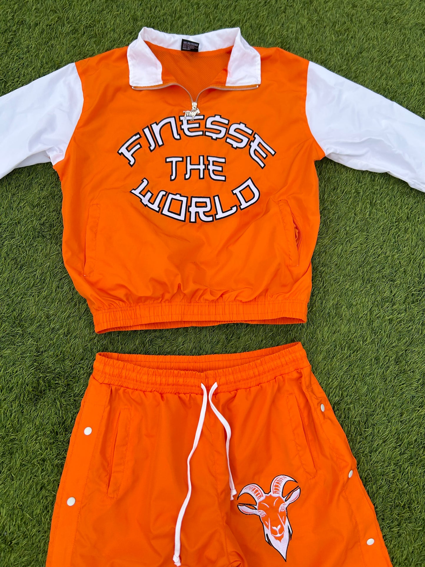 “Finesse The World” Orange Windbreaker Set