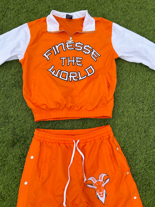 “Finesse The World” Orange Windbreaker Set