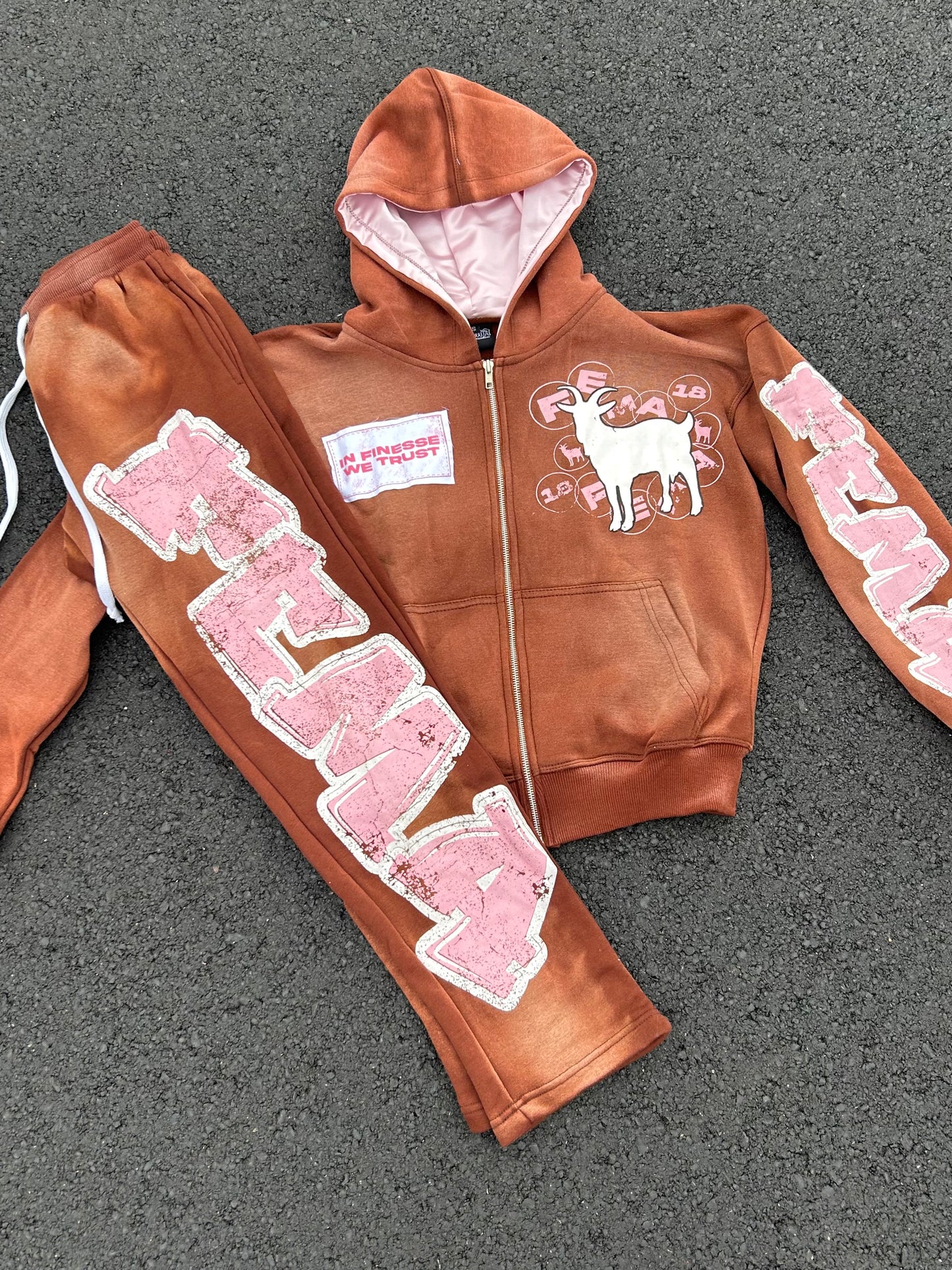 FEMA "In Finesse We Trust" Brown/Pink Set