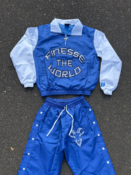 “Finesse The World” Blue Windbreaker Set