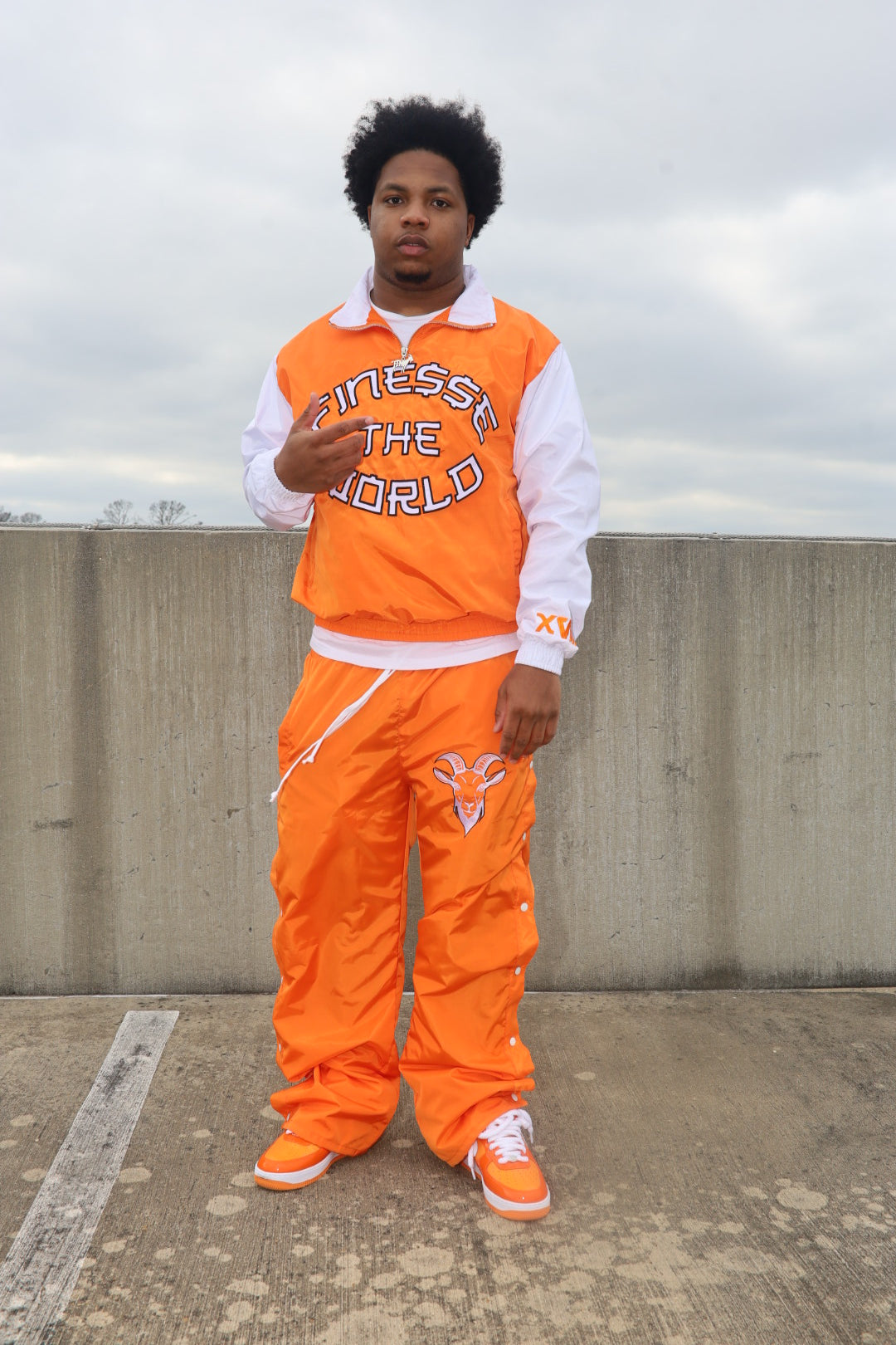 “Finesse The World” Orange Windbreaker Set