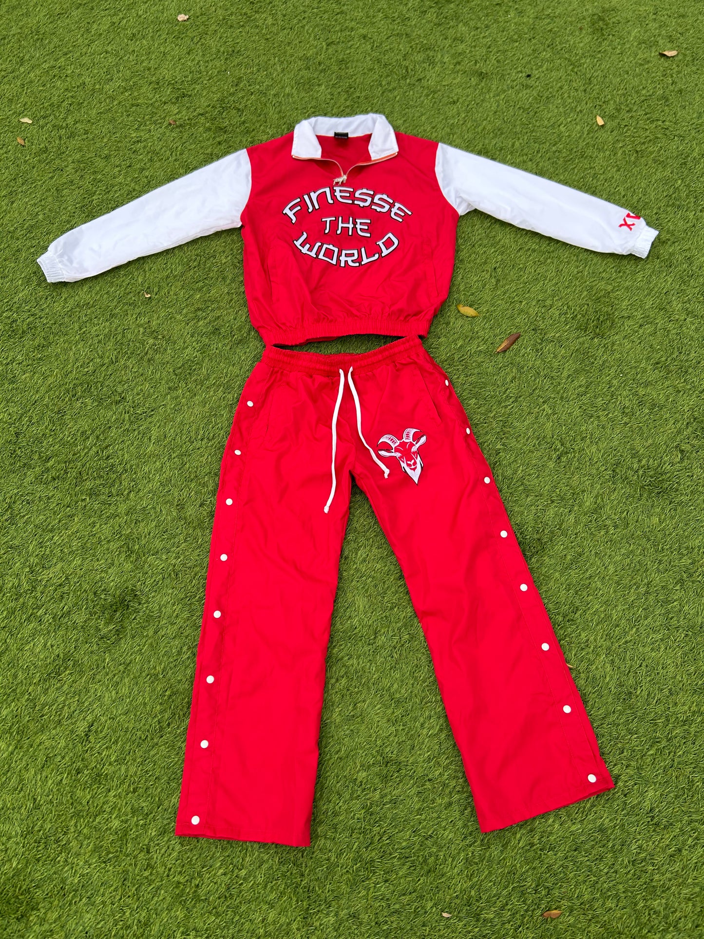 “Finesse The World” Red Windbreaker Set