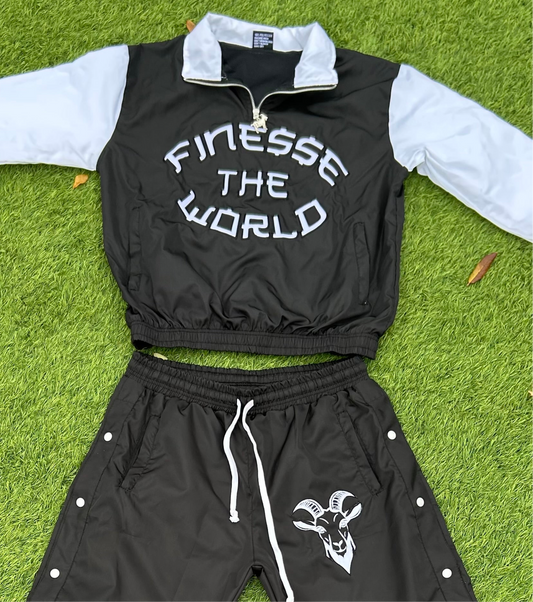 “Finesse The World” black Windbreaker Set