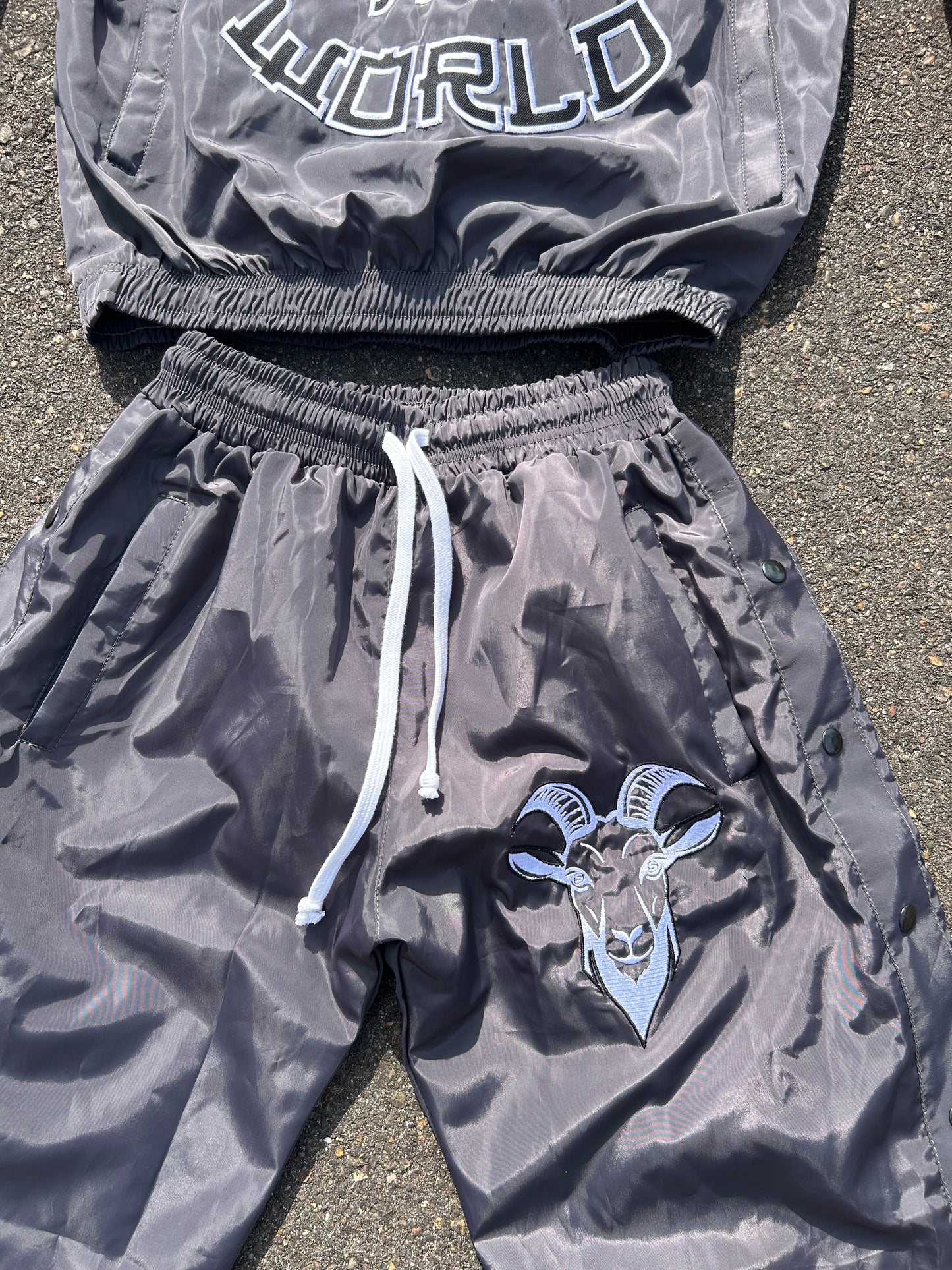 “Finesse The World” Grey/Black Windbreaker Set